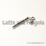 Charm 3D bastoncino di zucchero in metallo argento antico 26x9mm