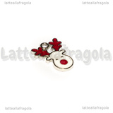 Charm Rudolf in metallo argentato smaltato 17x13mm