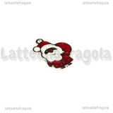 Charm Babbo Natale in metallo argentato smaltato 22x16mm