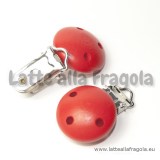 Clip Portaciuccio con legno colore rosso 44x29mm