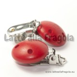 Clip Portaciuccio con legno colore rosso 44x29mm