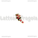 Ciondolo Candycane in Acciaio Inox dorato smaltato 13x5mm