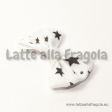 Fiocco Bianco e stelle nere in poliestere 35x24mm