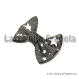 Fiocco Nero e stelle bianche in poliestere 35x24mm