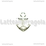 Charm Ancora double-face in metallo silver plated 20x13mm