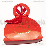 Scatola in Cartone Rosso Best Wishes Happiness 3.5x9.7x13.2cm