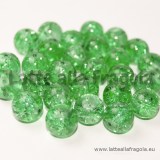 10 perle cracklé in vetro verde 12mm