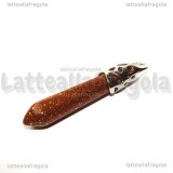 Goccia in Pietra del Sole con portapendente filigranato in ottone argentato 59x10mm