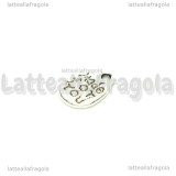 Charm Goccia double-face Made for you in metallo argento antico 11x8mm