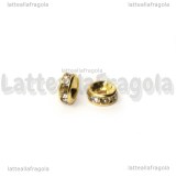 5 Rondelle in rame Gold plated con strass cristal 6x3mm