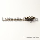 Forcina per capelli in metallo color bronzo con base merlettata cammeo 18x13mm