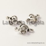 Chiave di Violino foro largo in metallo argento antico 18x9mm