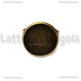 Base anello in metallo color bronzo con base cammeo 16mm