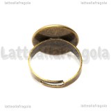 Base anello in metallo color bronzo con base cammeo 16mm