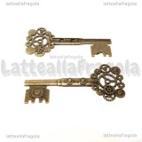  Ciondolo Chiave Steampunk in metallo color bronzo 72x31mm