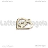 Ciondolo Cuore con gatto in acciaio 15x13mm