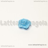 Cabochon Rosa in acrilico azzurro con foro cieco 13mm