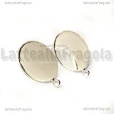Coppia perni in ottone silver plated base cammeo 18x13mm