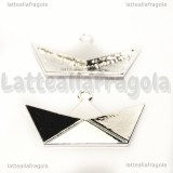 Ciondolo Barchetta Origami in metallo silver plated 31x18mm