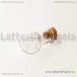Bottiglietta ampolla a pallina in vetro con tappo di sughero 20x15mm