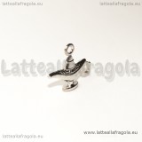 Charm double-face Lampada di Aladino in metallo argentato 22x18mm