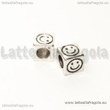 Dado smile in metallo argento antico foro largo 8x8mm