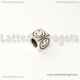 Dado smile in metallo argento antico foro largo 8x8mm