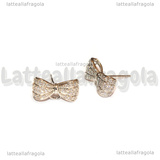 Perni Fiocchi in Ottone argentato e Cubic Zirconia 8x15mm