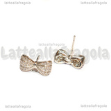 Perni Fiocchi in Ottone argentato e Cubic Zirconia 8x15mm