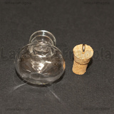 Ciondolo Bottiglietta Tonda in vetro con tappo in sughero 30x18mm