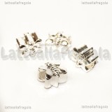 Farfalla foro largo in metallo silver plated 11x9mm