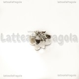 Farfalla foro largo in metallo silver plated 11x9mm