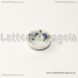 Ciotolina in ceramica bianca 15x7mm con fiori blu 17.5mm