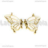 Coppia Ciondoli Farfalla in metallo dorato smaltato Bianco 52x21mm