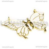 Coppia Ciondoli Farfalla in metallo dorato smaltato Bianco 52x21mm