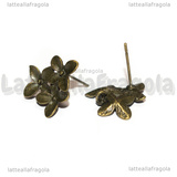 Orecchini a perno Bouquet di Fiori in rame color bronzo 15x14mm