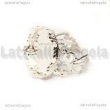 Base per anello filigranata in ottone silver plated con base tonda 20mm