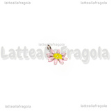 Charm Fiore in Acciaio Inox smaltato Rosa 10x7.5mm