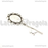 Ciondolo Chiave in metallo argento antico base cammeo 25x18mm