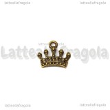 Charm Corona in metallo color bronzo 17x15mm