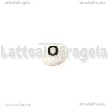 10 Perle a gettone lettera O in acrilico bianco 7x3.5mm