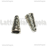 Coppetta a Cono decorazioni a riccioli in metallo argento antico 18x9mm