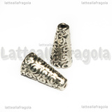 Coppetta a Cono decorazioni a riccioli in metallo argento antico 18x9mm