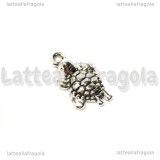 Charm Tartaruga in metallo argento antico 24x13mm