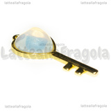 Ciondolo Chiave in Ottone dorato e Opalite 38x17mm