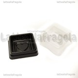 3 Scatoline in plastica trasparente fondo nero 4.7x4.7x3.5cm