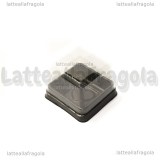 3 Scatoline in plastica trasparente fondo nero 4.7x4.7x3.5cm