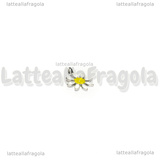Charm Fiore Margherita in Acciaio Inox smaltato Bianco 10x7.5mm