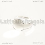 Base anello in metallo silver plated con piattello 12mm