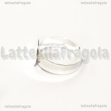 Base anello in metallo silver plated con piattello 12mm